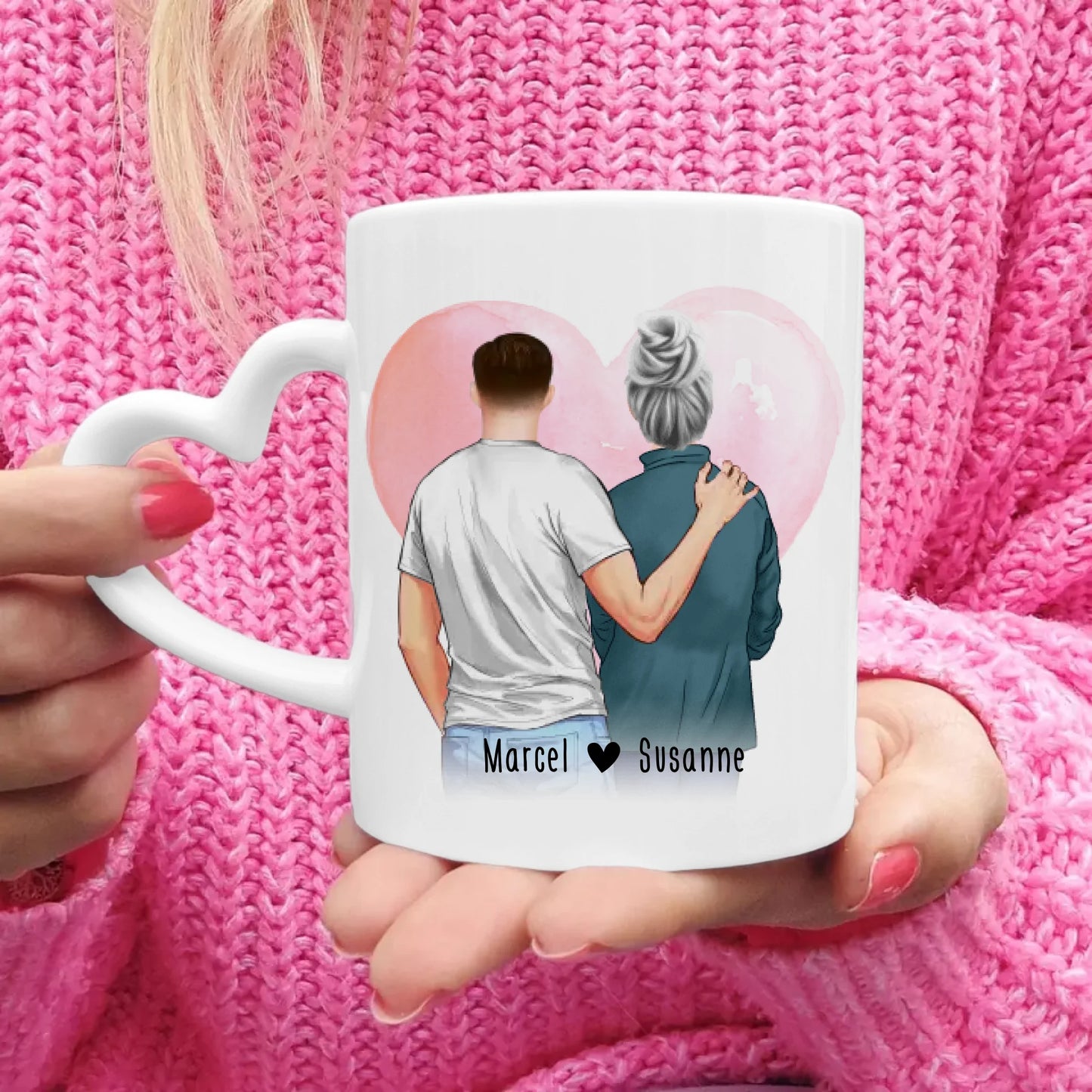 Personalisierte Tasse - Mutter/Mama + Sohn (stehend)