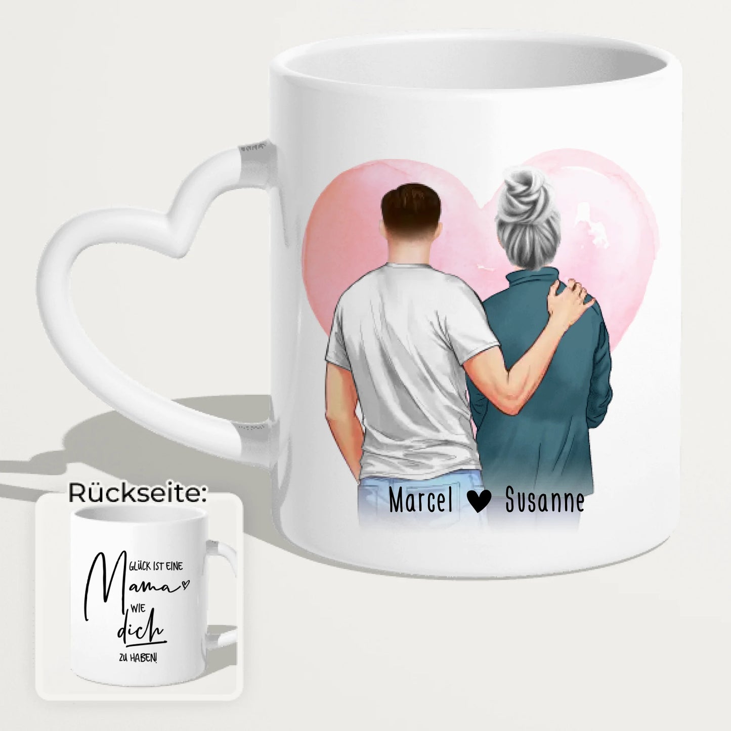 Personalisierte Tasse - Mutter/Mama + Sohn (stehend)