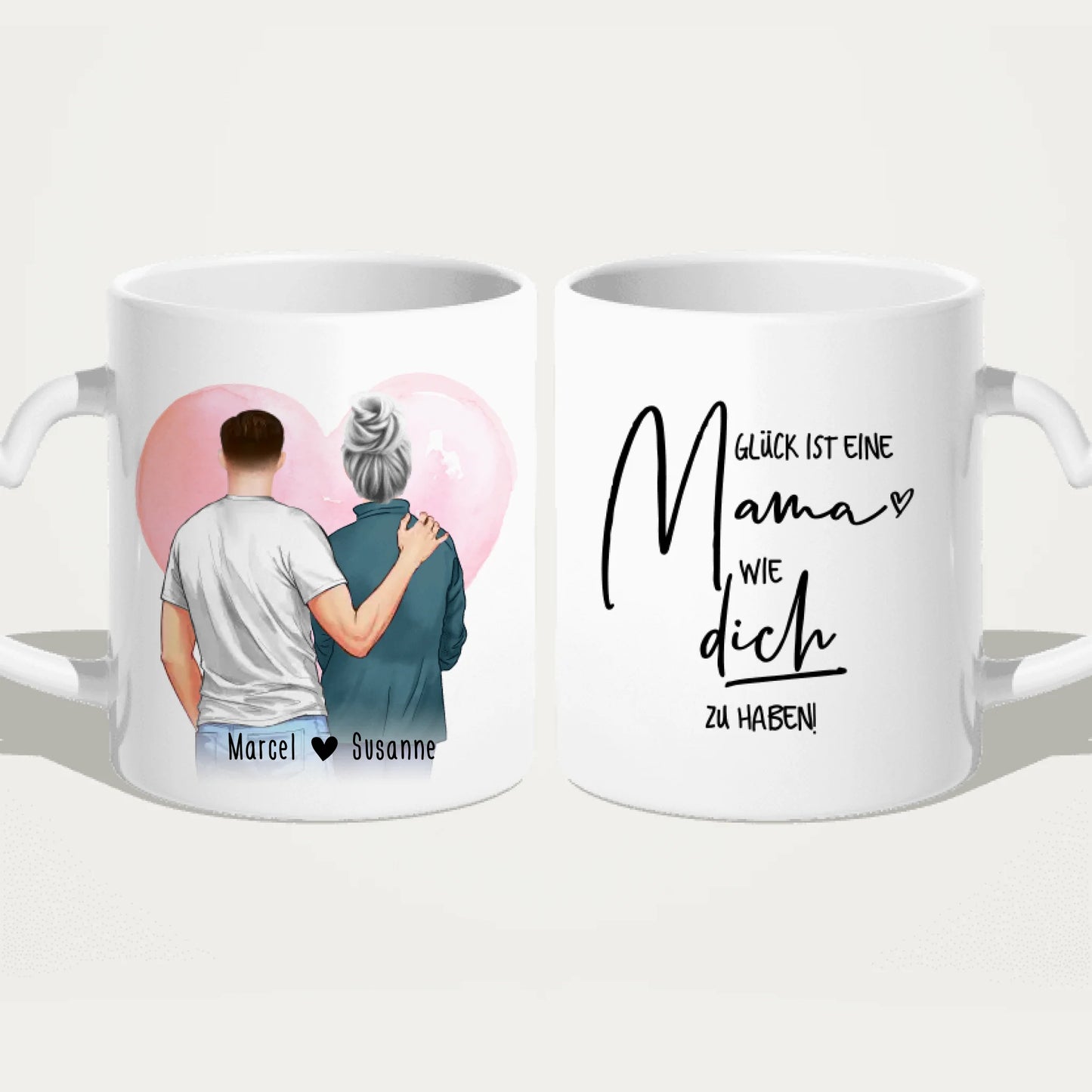 Personalisierte Tasse - Mutter/Mama + Sohn (stehend)