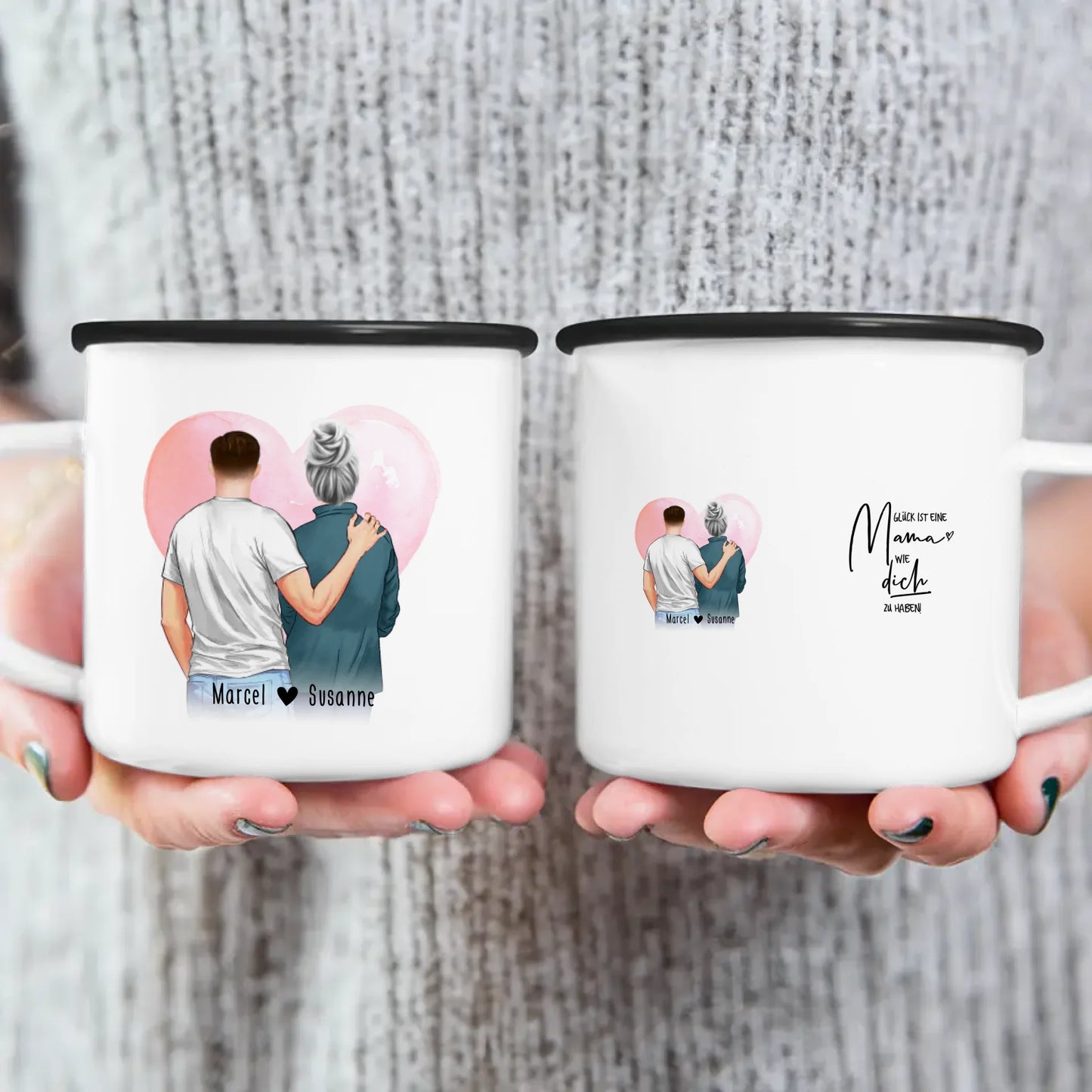Personalisierte Tasse - Mutter/Mama + Sohn (stehend)