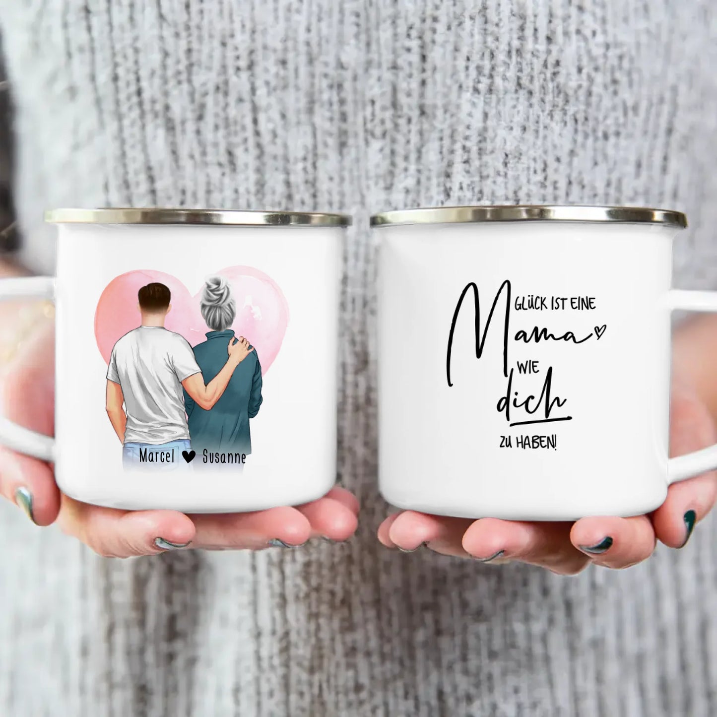 Personalisierte Tasse - Mutter/Mama + Sohn (stehend)