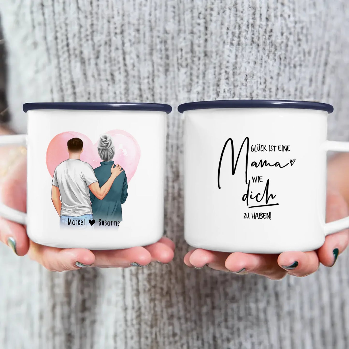 Personalisierte Tasse - Mutter/Mama + Sohn (stehend)