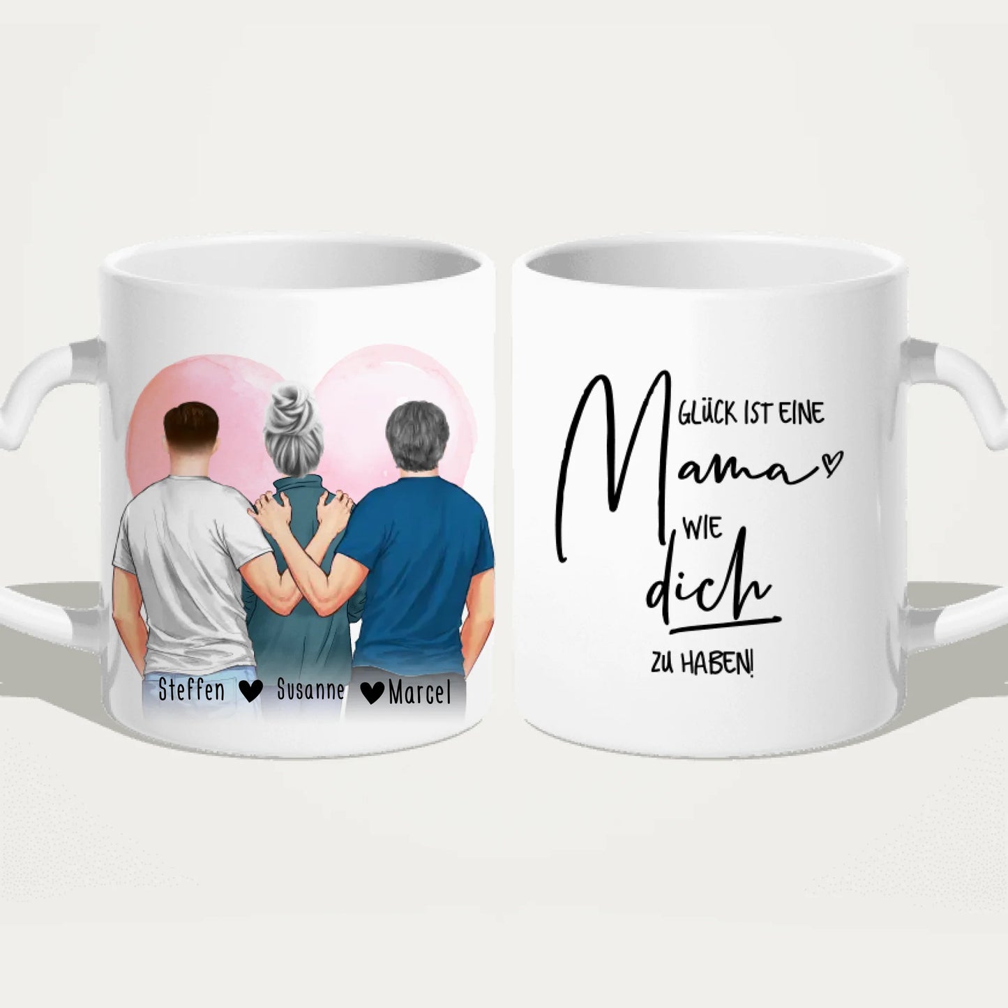 Personalisierte Tasse - Mutter/Mama + 2 Söhne (stehend)
