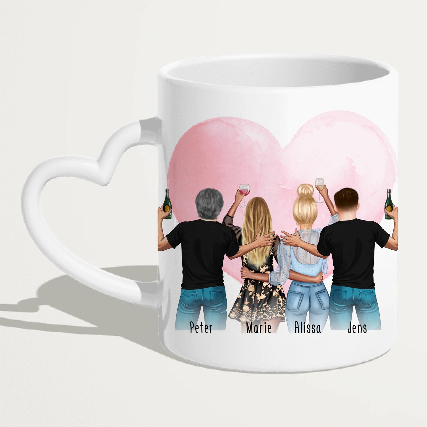 Personalisierte Tasse - Beste Freunde mit 2 Frauen + 2 Männer - stehend