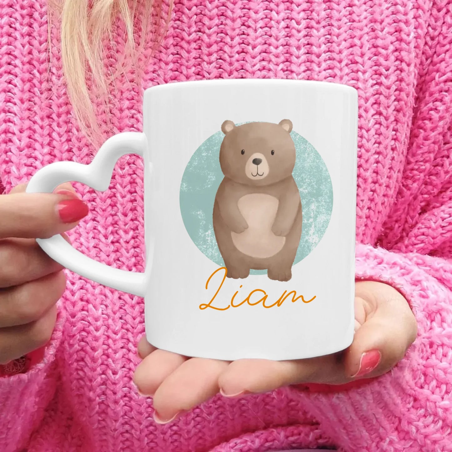 Personalisierte Kindertasse mit Jungletier und Namen