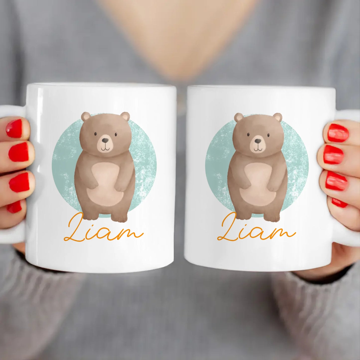Personalisierte Kindertasse mit Jungletier und Namen