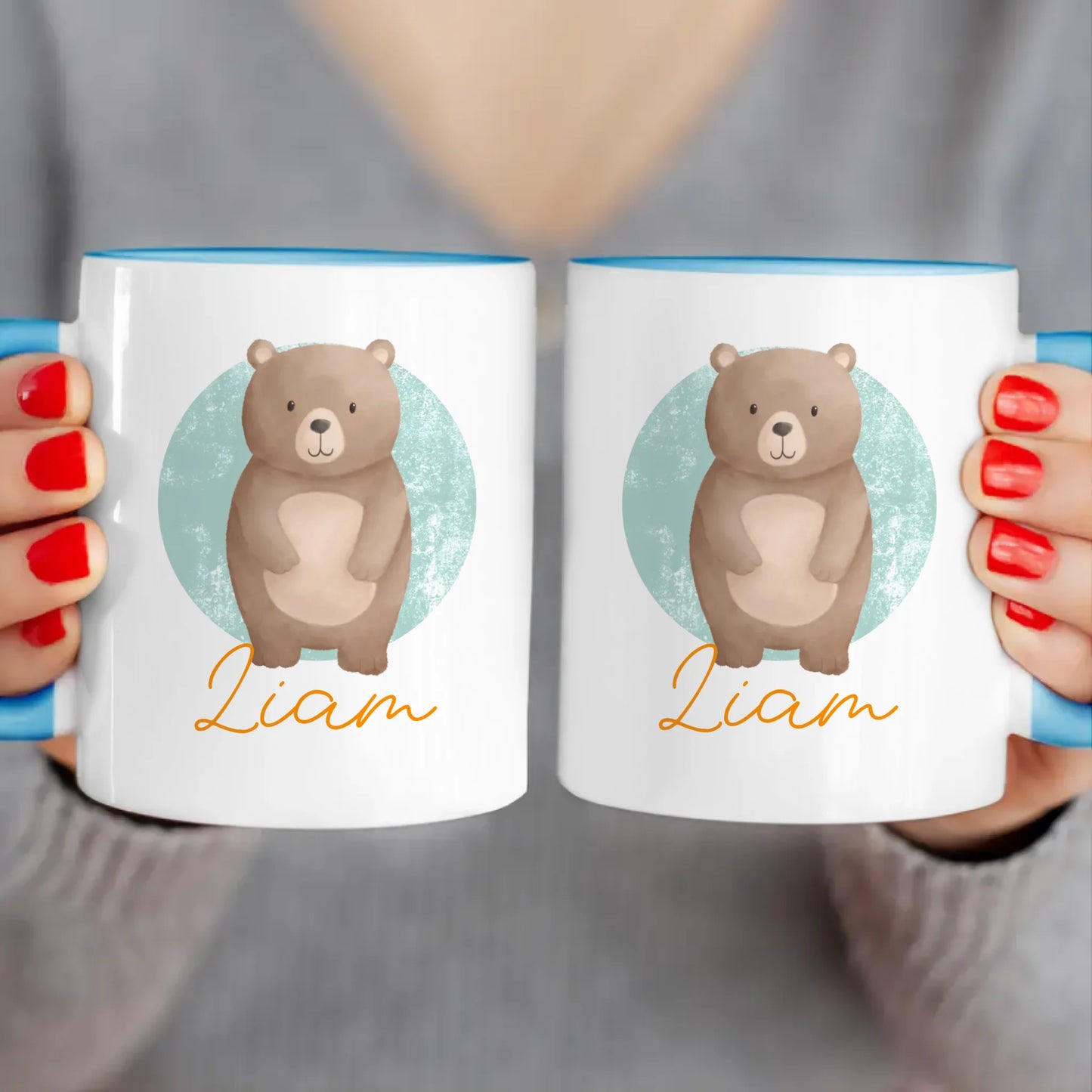 Personalisierte Kindertasse mit Jungletier und Namen