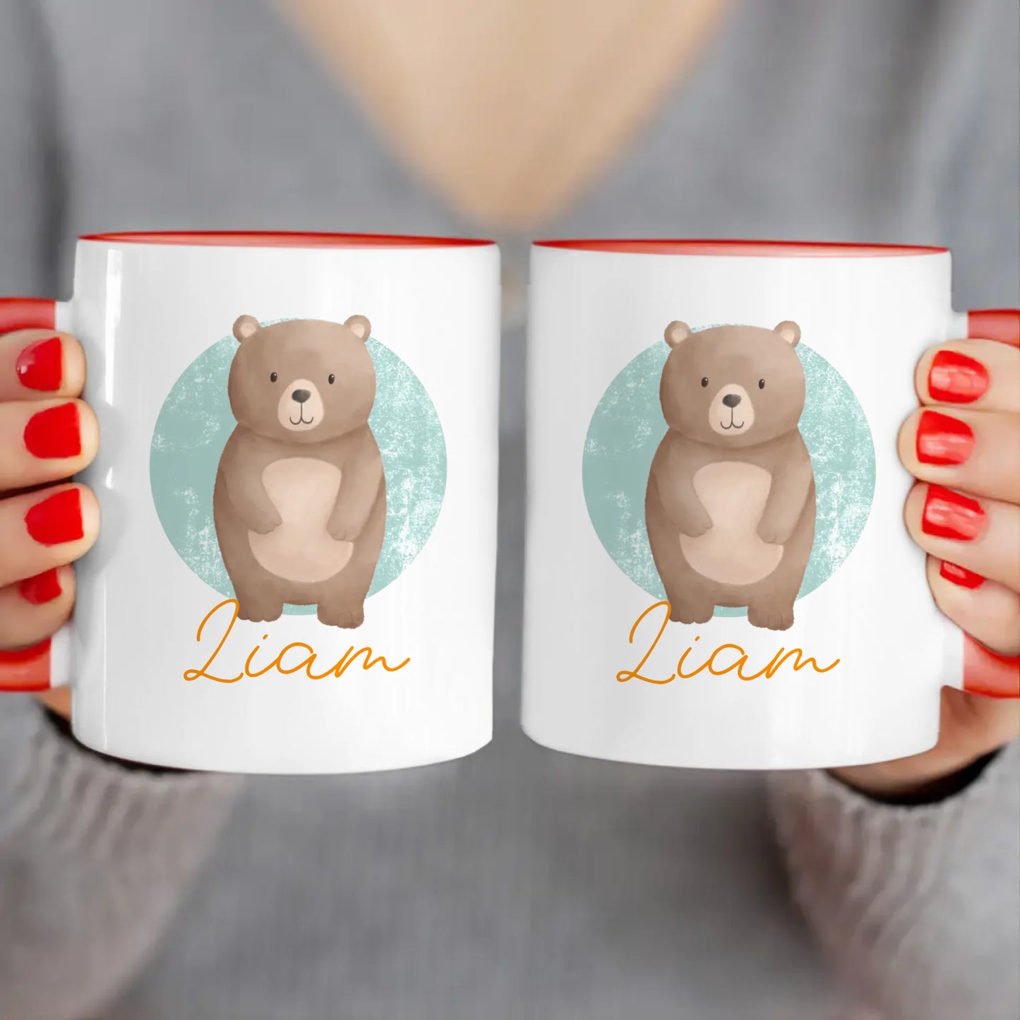 Personalisierte Kindertasse mit Jungletier und Namen