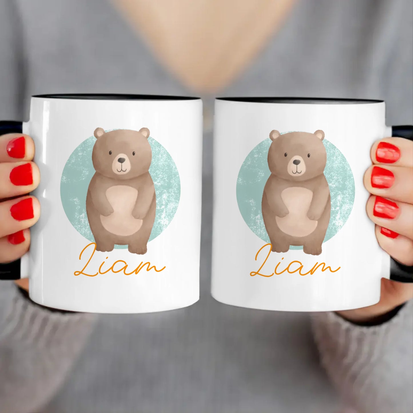 Personalisierte Kindertasse mit Jungletier und Namen