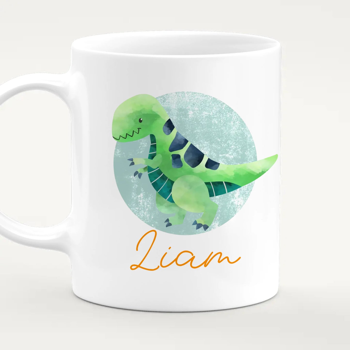 Personalisierte Kindertasse mit Dino und Namen
