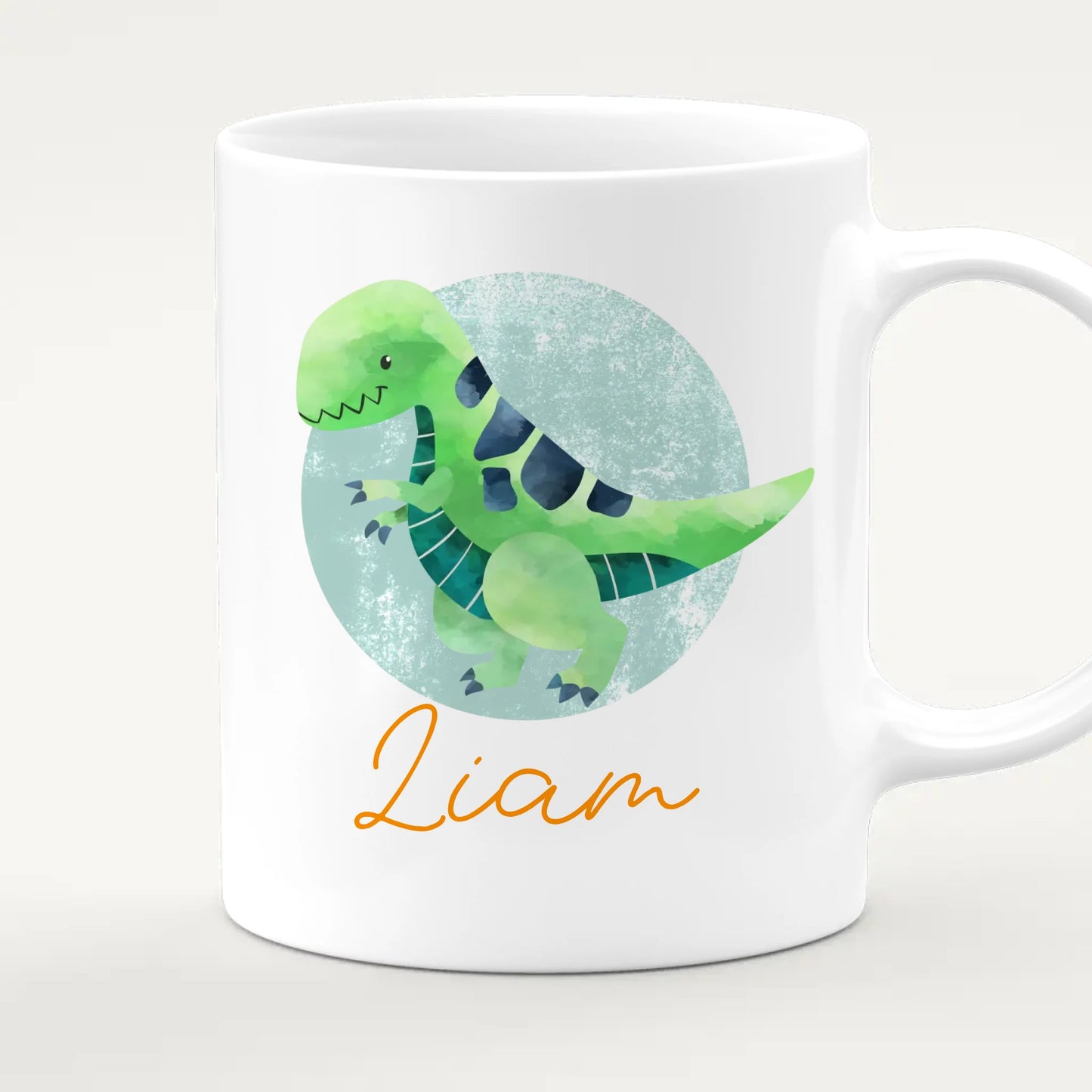 Personalisierte Kindertasse mit Dino und Namen