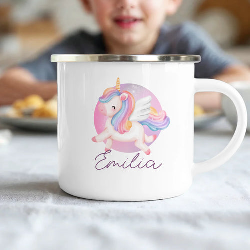Personalisierte Kindertasse mit Einhorn und Namen