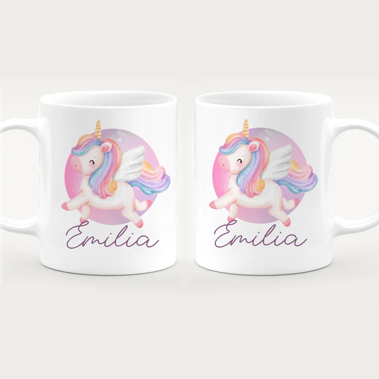 Personalisierte Kindertasse mit Einhorn und Namen