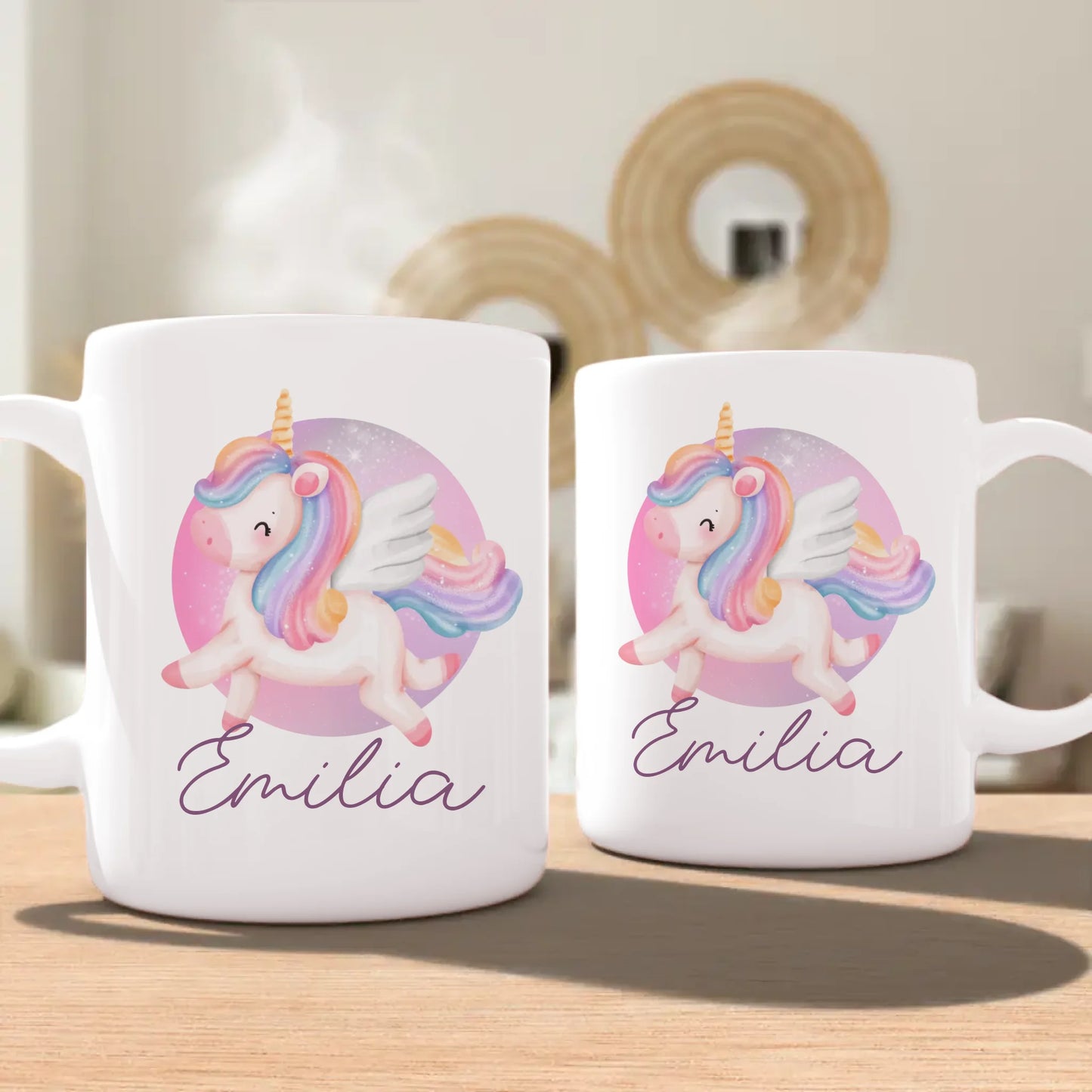 Personalisierte Kindertasse mit Einhorn und Namen