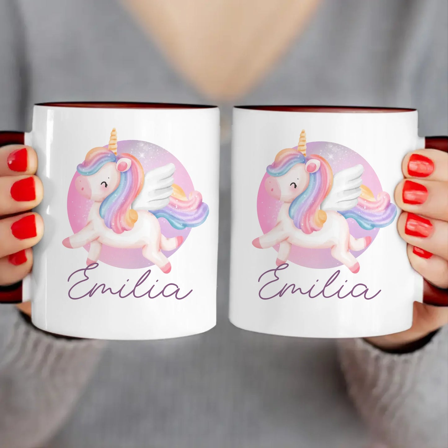Personalisierte Kindertasse mit Einhorn und Namen