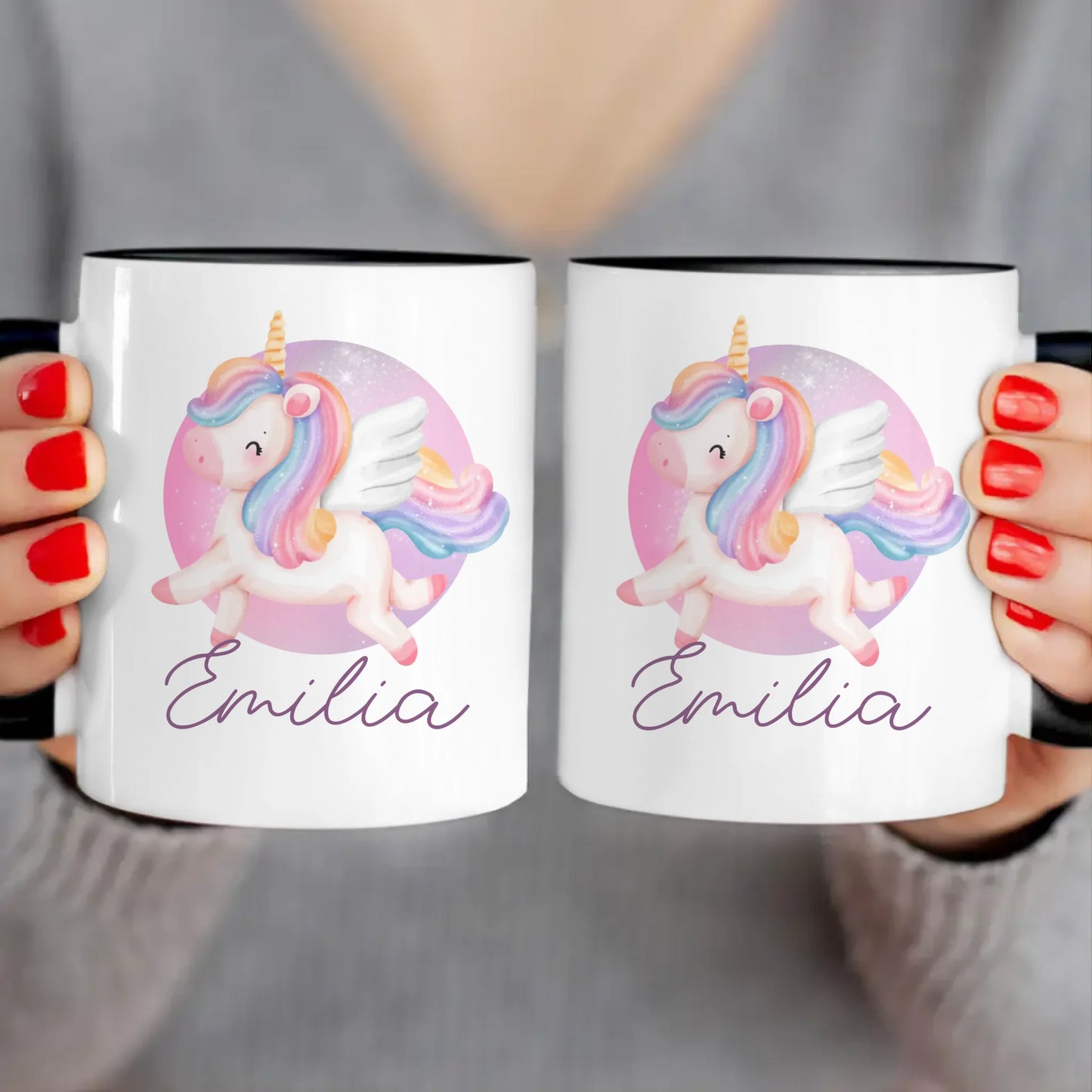 Personalisierte Kindertasse mit Einhorn und Namen