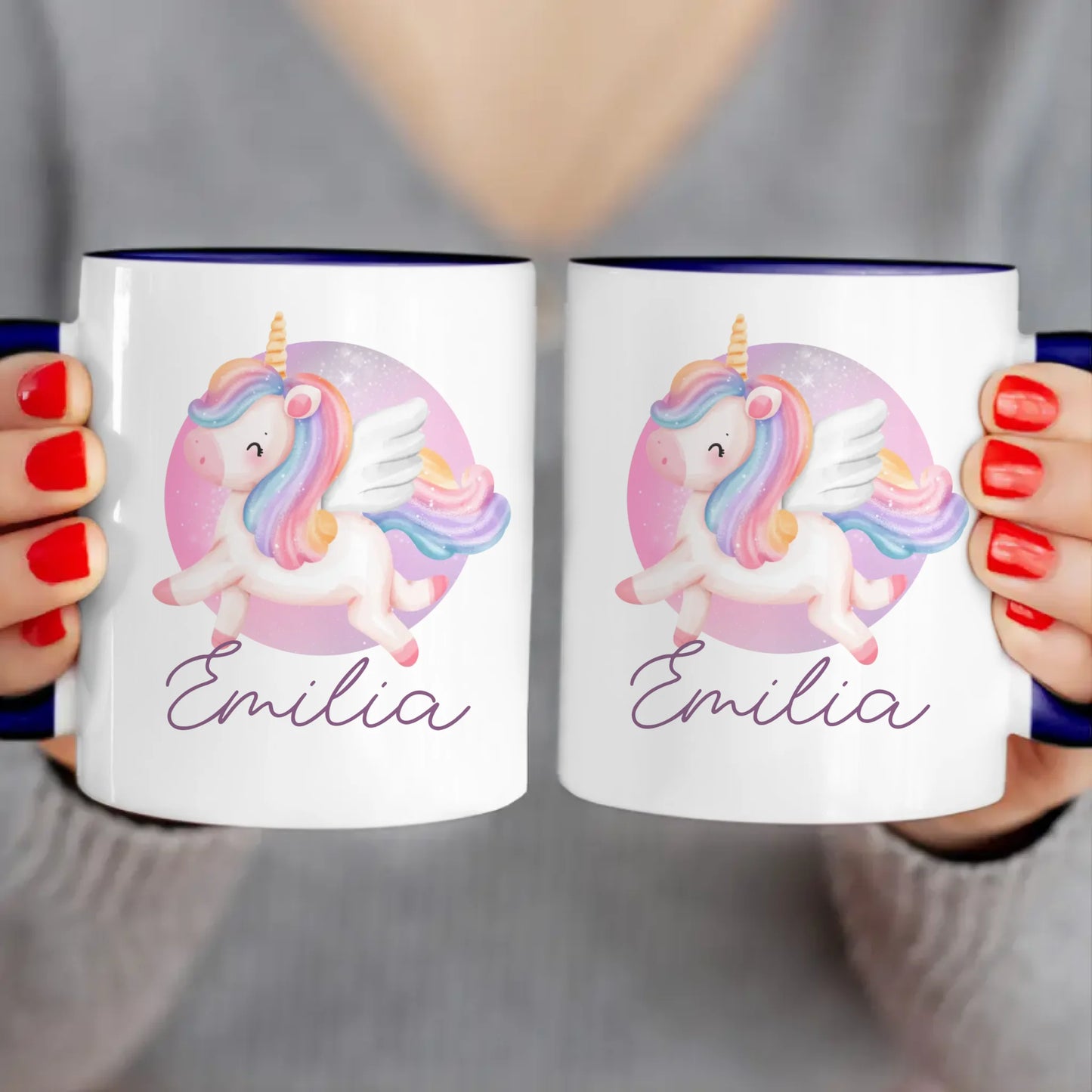 Personalisierte Kindertasse mit Einhorn und Namen