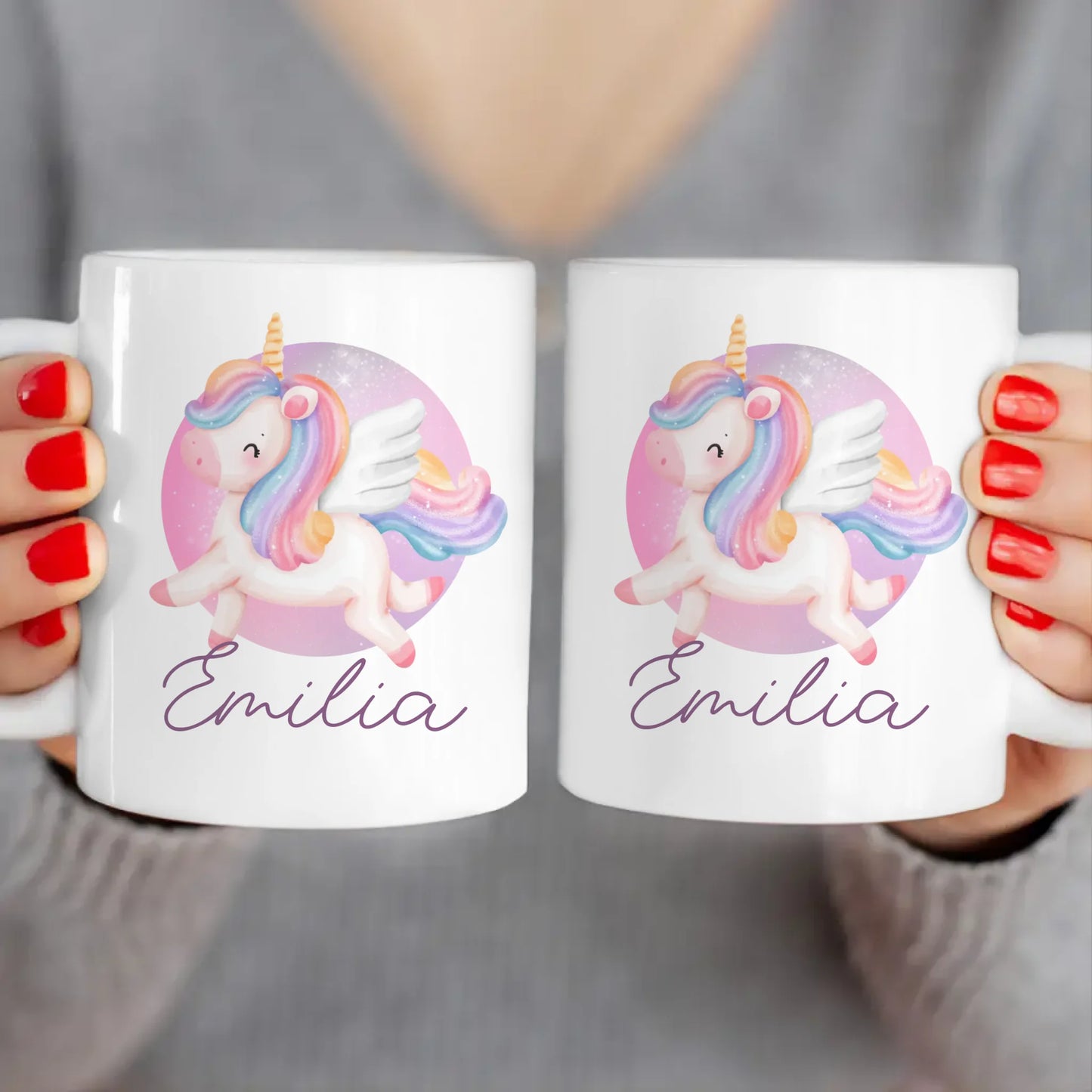 Personalisierte Kindertasse mit Einhorn und Namen