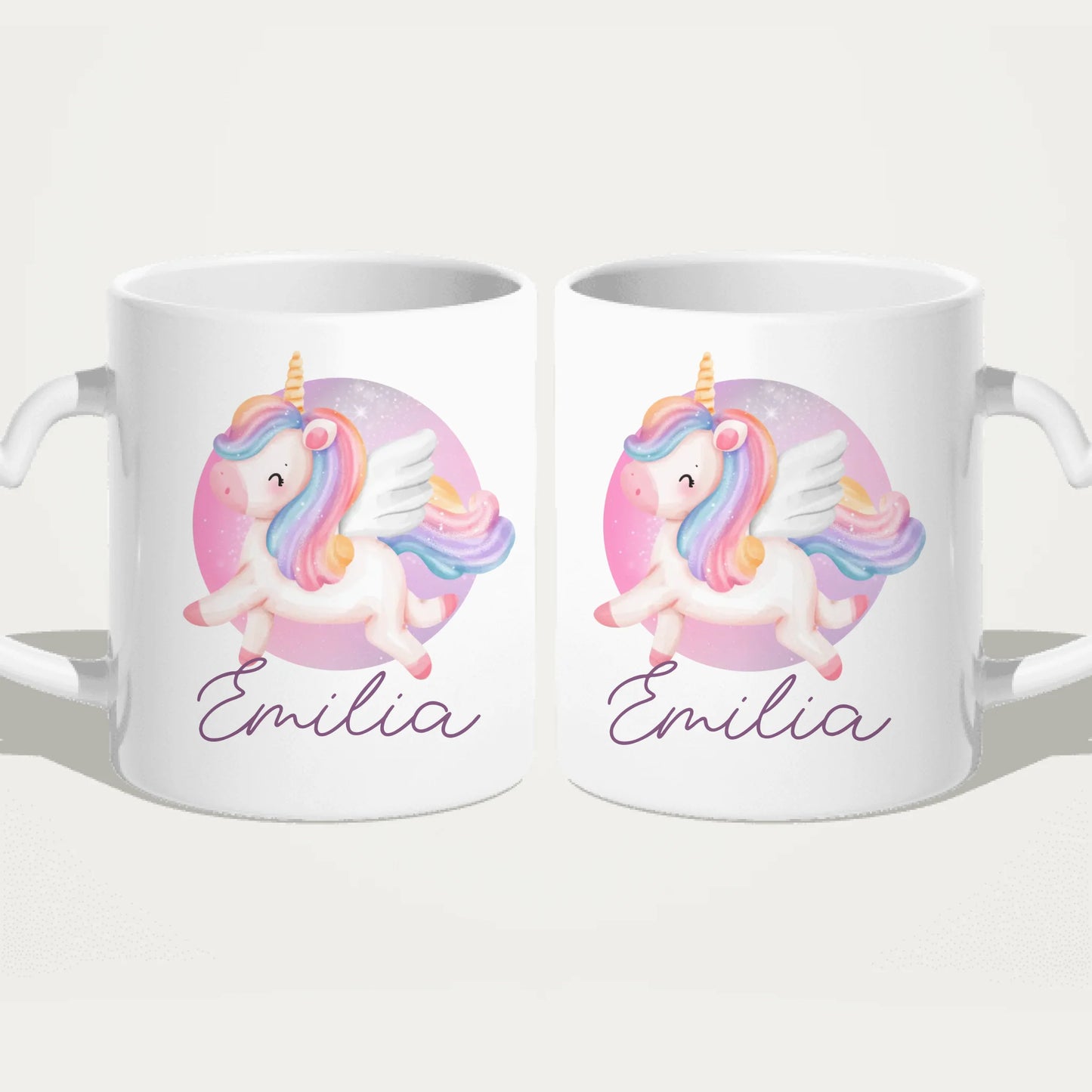 Personalisierte Kindertasse mit Einhorn und Namen