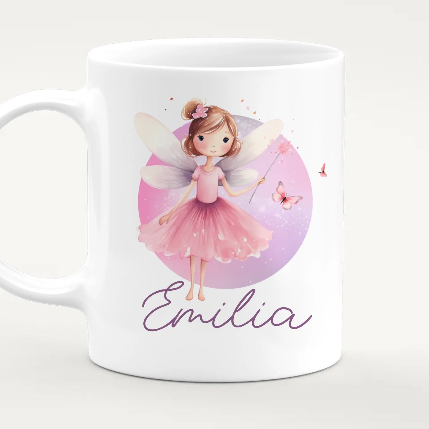 Personalisierte Kindertasse mit Fee und Namen