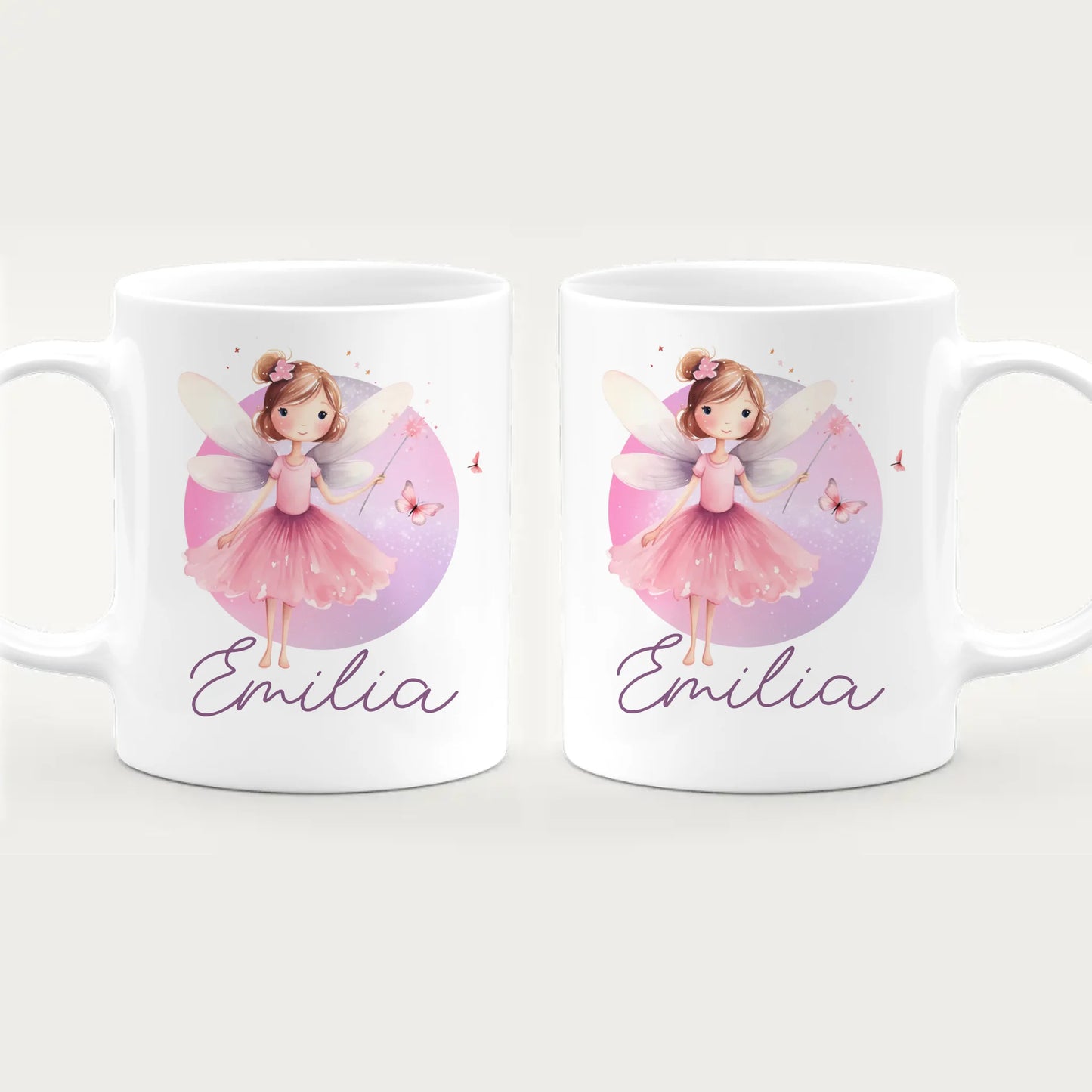 Personalisierte Kindertasse mit Fee und Namen