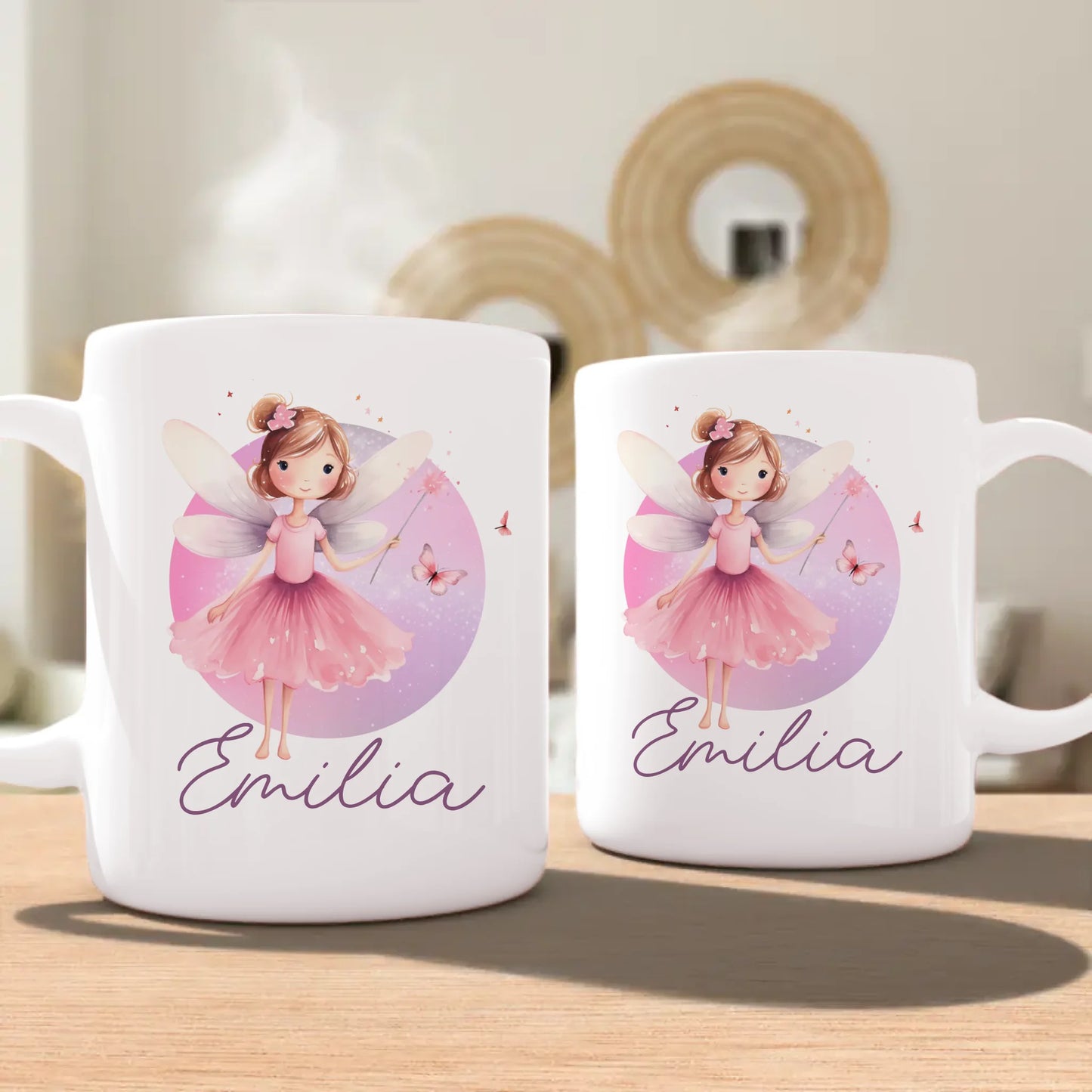 Personalisierte Kindertasse mit Fee und Namen
