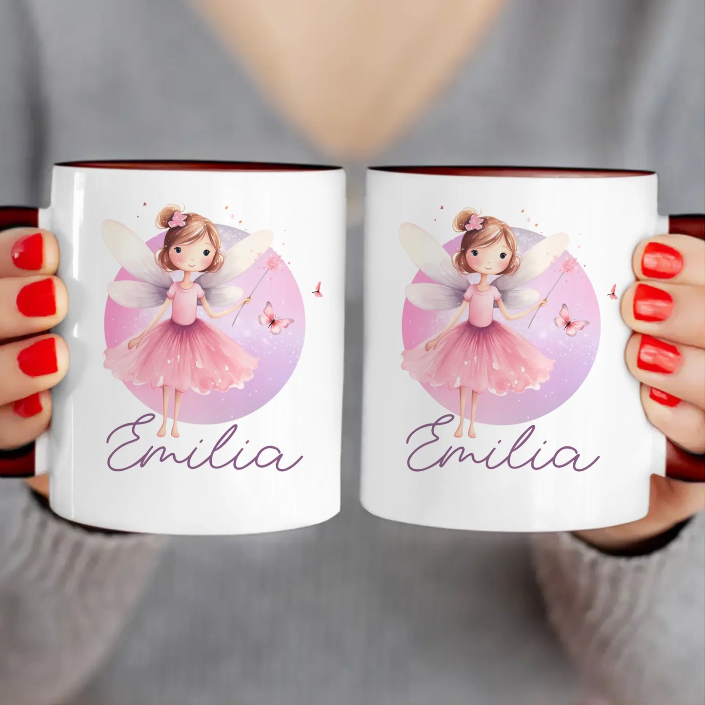 Personalisierte Kindertasse mit Fee und Namen