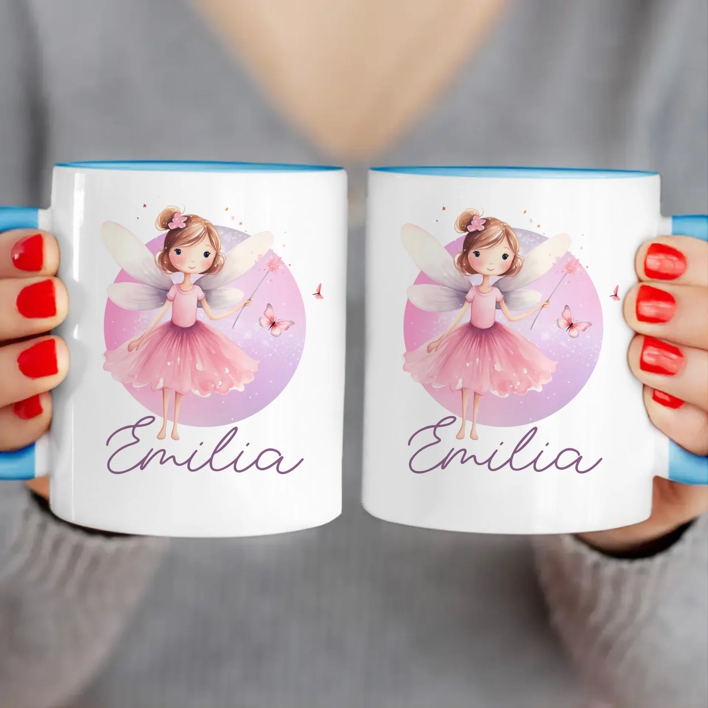 Personalisierte Kindertasse mit Fee und Namen
