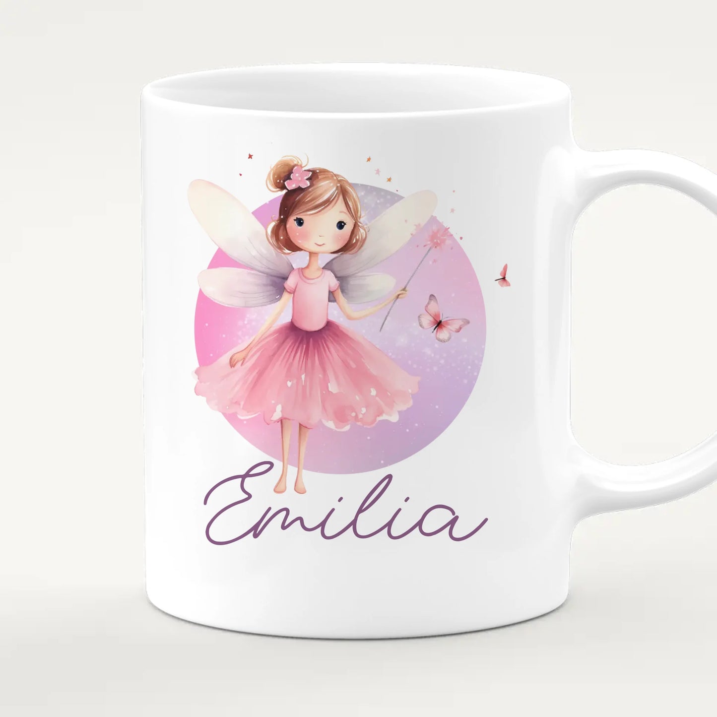 Personalisierte Kindertasse mit Fee und Namen