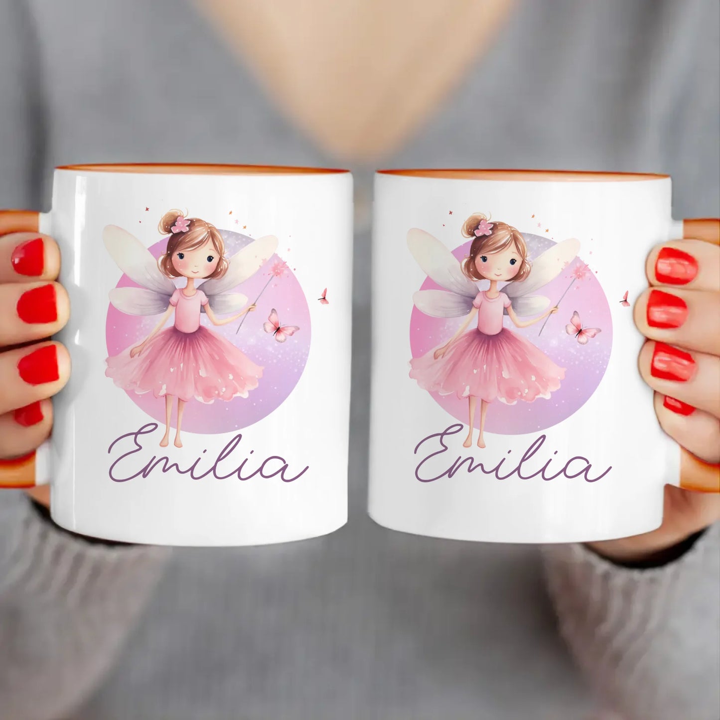 Personalisierte Kindertasse mit Fee und Namen