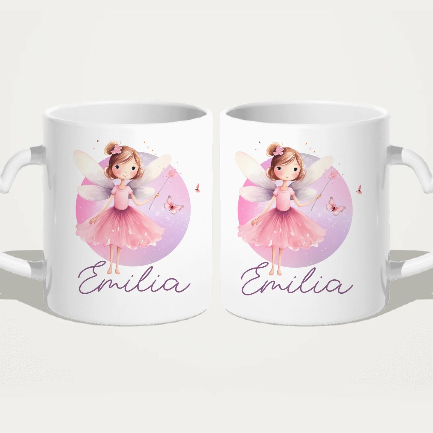 Personalisierte Kindertasse mit Fee und Namen