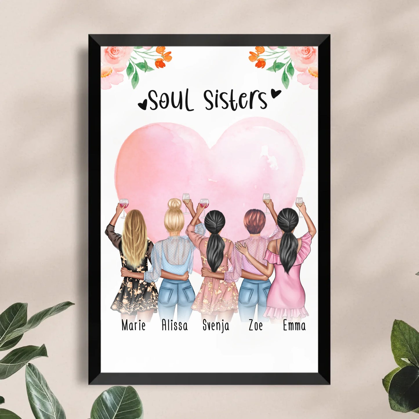 Personalisiertes Poster - Beste Freundinnen (5 Freundinnen) - Best Friends