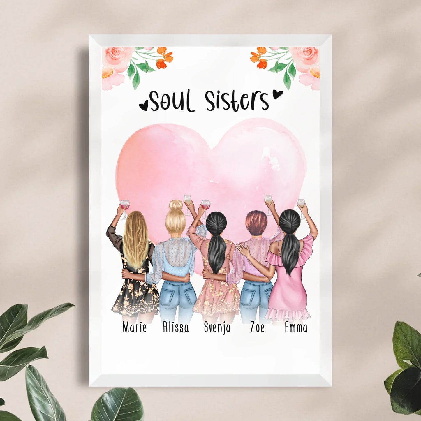 Personalisiertes Poster - Beste Freundinnen (5 Freundinnen) - Best Friends