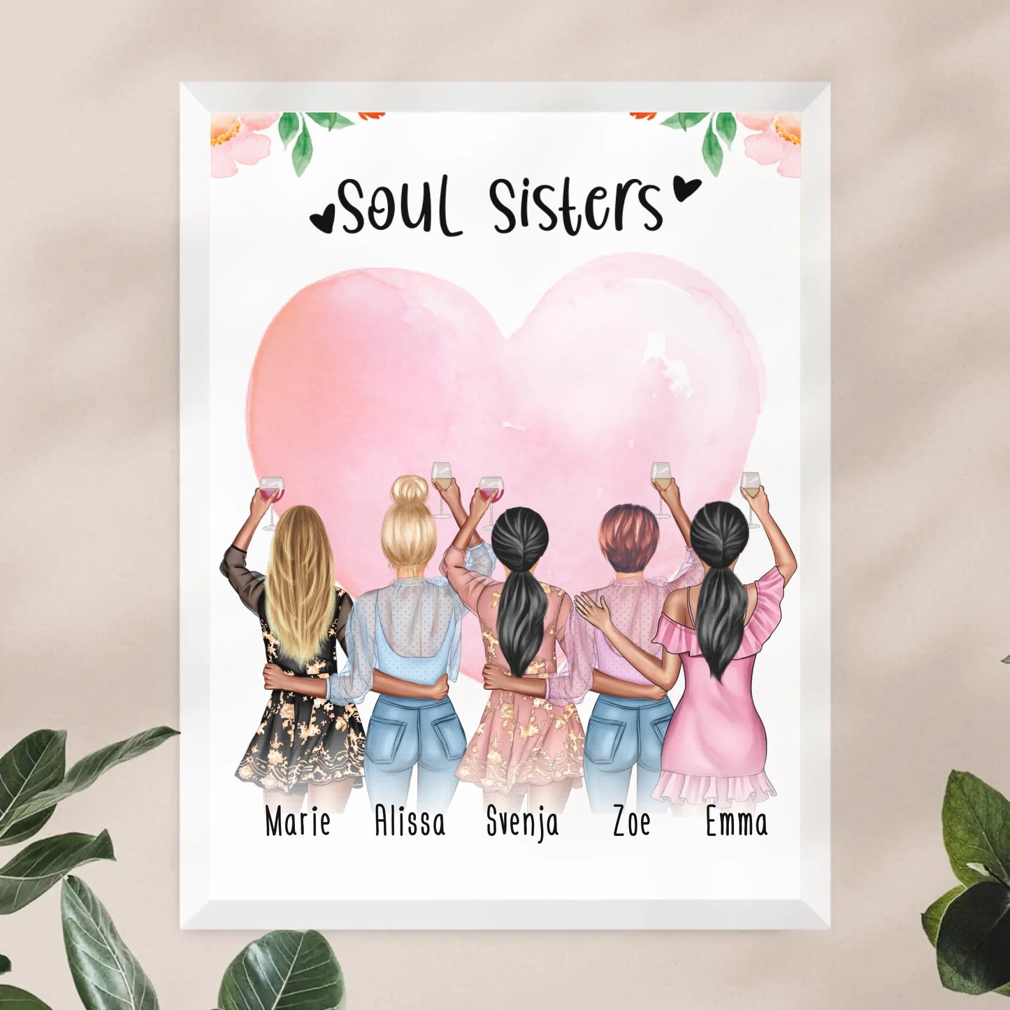Personalisiertes Poster - Beste Freundinnen (5 Freundinnen) - Best Friends