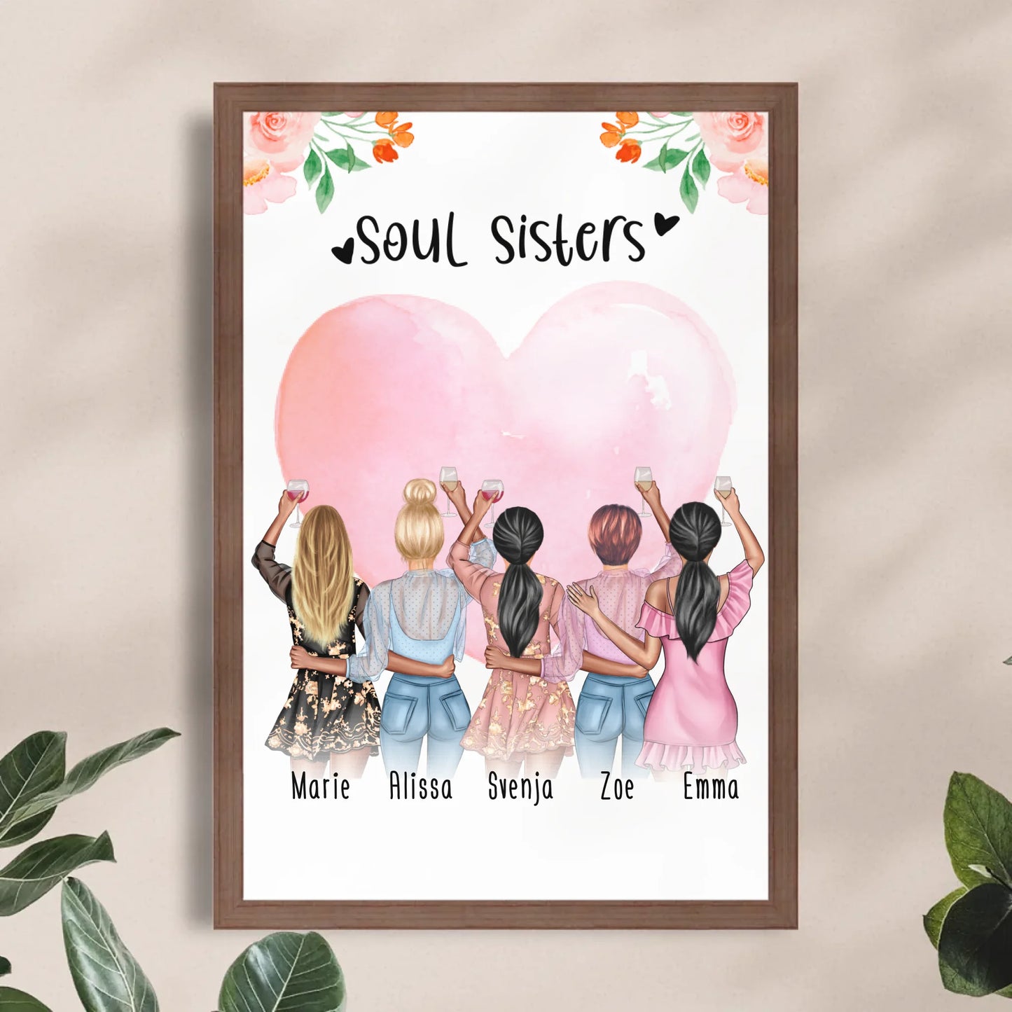 Personalisiertes Poster - Beste Freundinnen (5 Freundinnen) - Best Friends