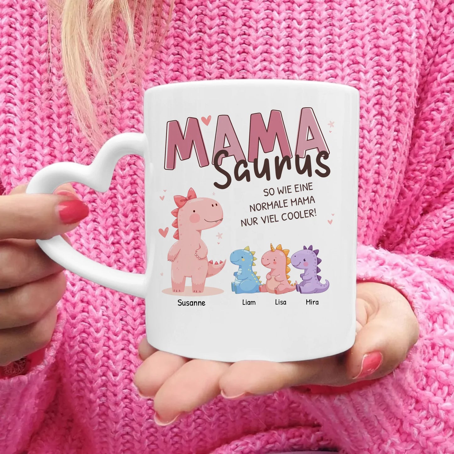 Personalisierte Tasse - Mamasaurus mit 1-10 Kindern