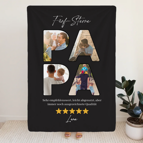 Personalisierte Decke - Fünf-Sterne Papa mit Bildern und Bewertung