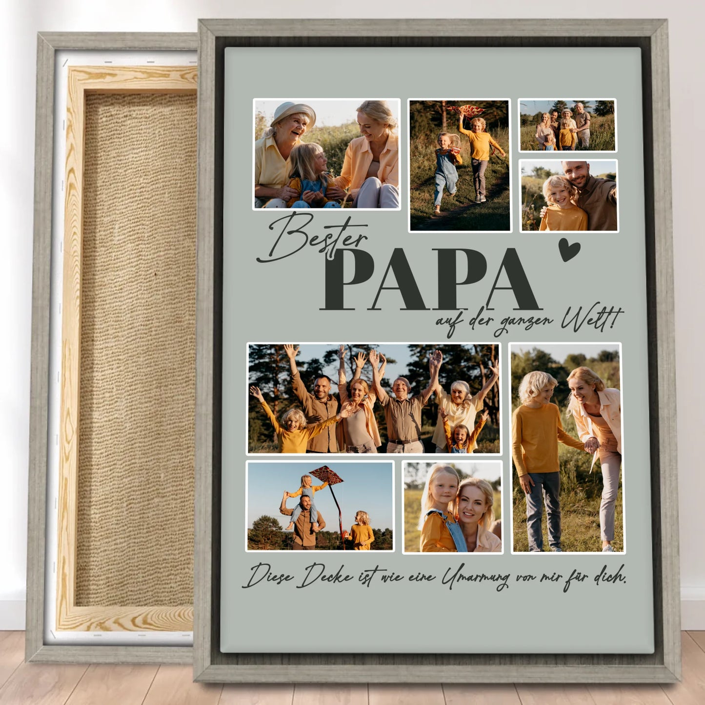 Personalisierte Leinwand - Bester Papa auf der ganzen Welt - Fotocollage mit 8 Bildern