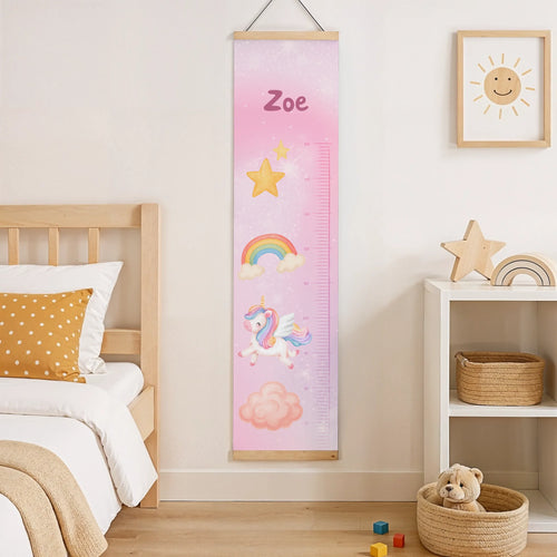 Personalisierte Kinder Messlatte - Einhorn Design + Kindername