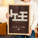Personalisiertes Poster - Kreuzworträtsel mit bis zu 25 Namen aus der Familie + Familienname