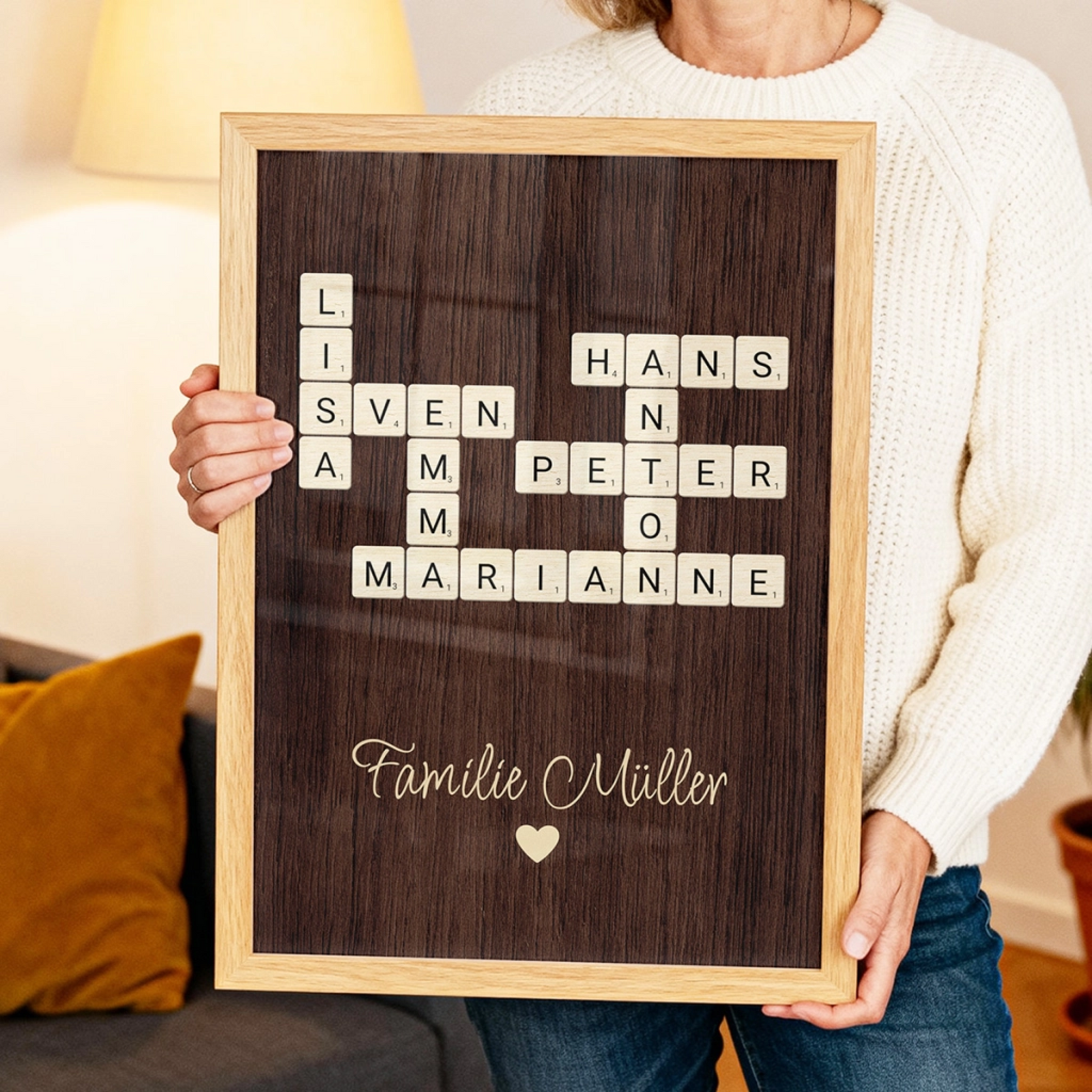 Personalisiertes Poster - Kreuzworträtsel mit bis zu 25 Namen aus der Familie + Familienname