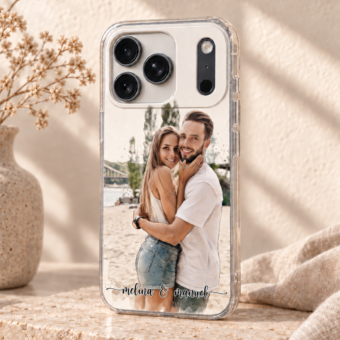 Personalisierte Foto-Aquarell-Handyhülle mit eigenem Bild und Namen