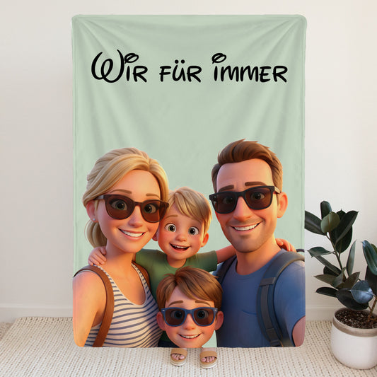Personalisierte Deck im 3D Film-Stil mit deiner Familie