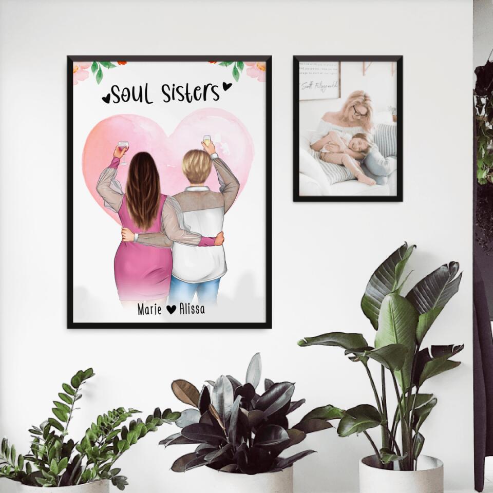 Personalisiertes Poster - Beste Freundin (2 Freundinnen) - Best Friends (Plus Size)