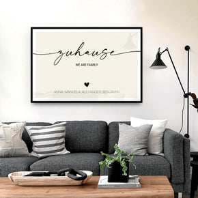 Personalisiertes Familienposter - Zuhause Schriftzug mit Namen