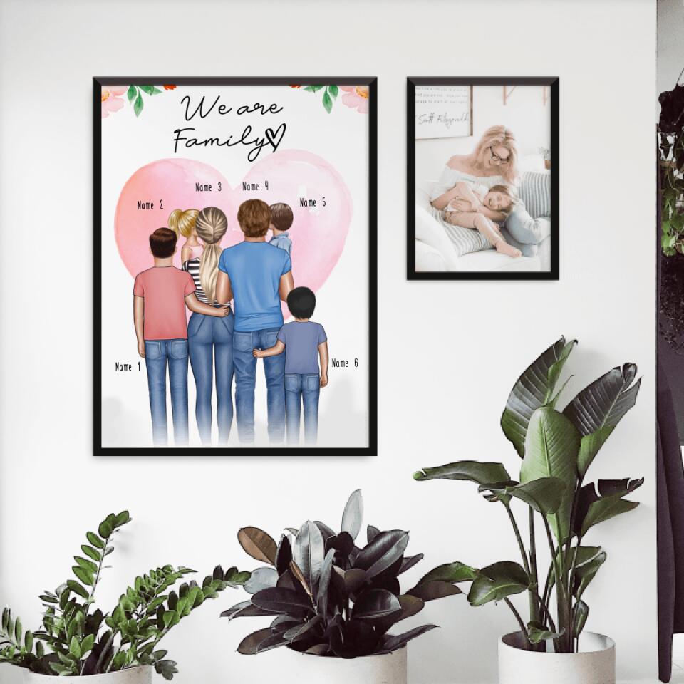 Personalisiertes Poster - Familie + 1-4 Kinder