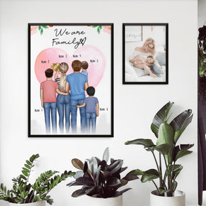 Personalisiertes Poster - Familie + 1-4 Kinder