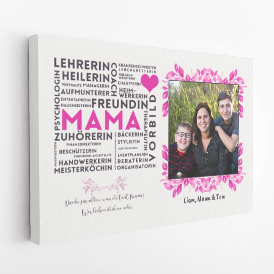 Personalisierte Leinwand - Berufe von Mama mit Bild