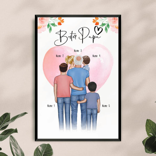Personalisiertes Poster - Opa + 1-4 Enkelkinder