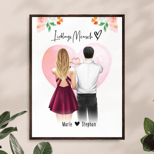 Personalisiertes Poster mit Paar (stehend) - Herz mit Händen - Pärchen Poster
